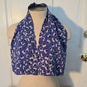 Lovely Vintage Scarf Shades of Blue 37 x 8 inches Floral Pattern Feels Like Silk